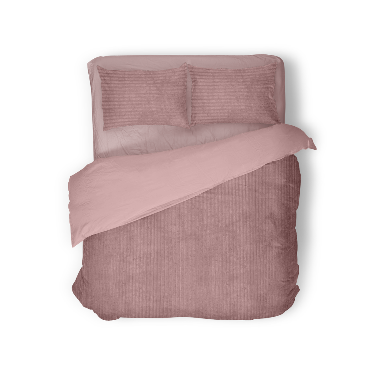 Eleganzzz Dekbedovertrek Teddy Rib Fleece - old rose