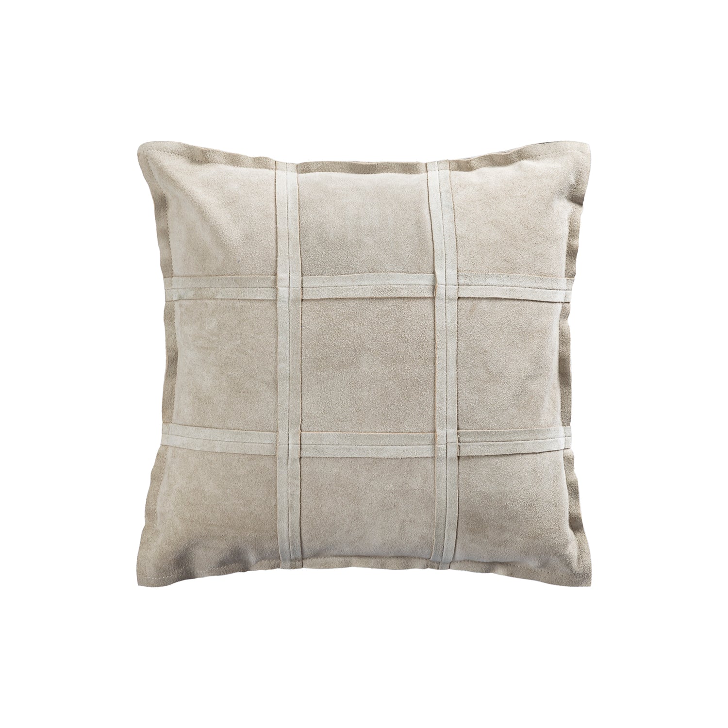 PTMD Cobie Taupe Suede Leather Cushion Square S