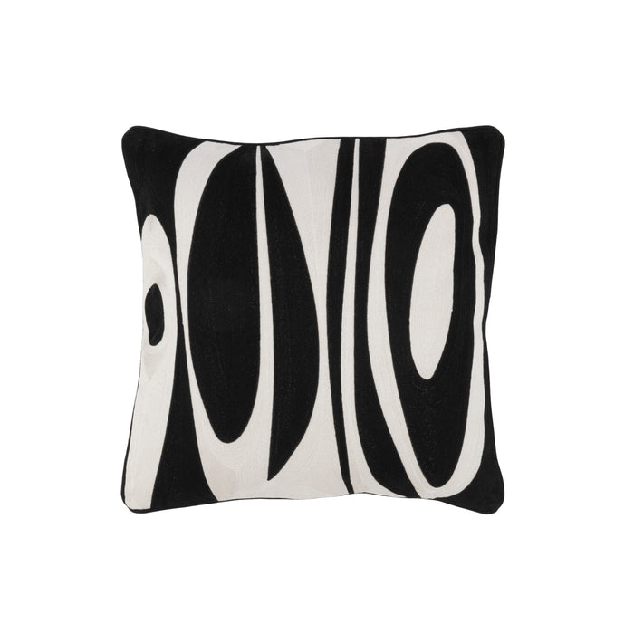 J-line - Kussen Milano Textiel Wit|zwart - 45x45x10cm