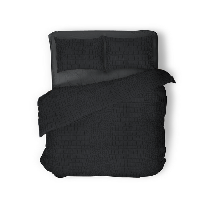 Eleganzzz Dekbedovertrek Micro Mink Crocodile - black