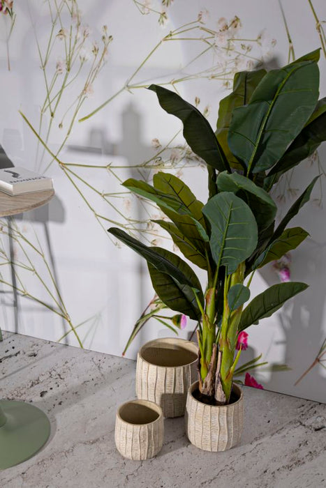 Crèmekleurige keramische vazen set van 3 stuks cm 30,5x27-25x22,2-19,5x18