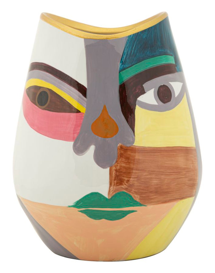 Veelkleurige keramische vaas cm ø 19x24,5