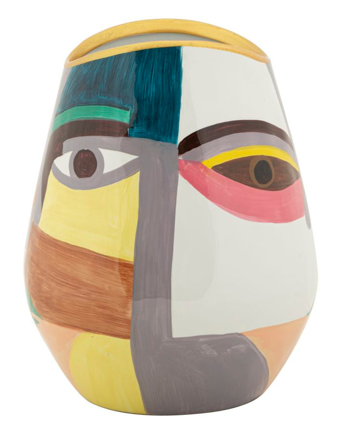 Veelkleurige keramische vaas cm ø 19x24,5