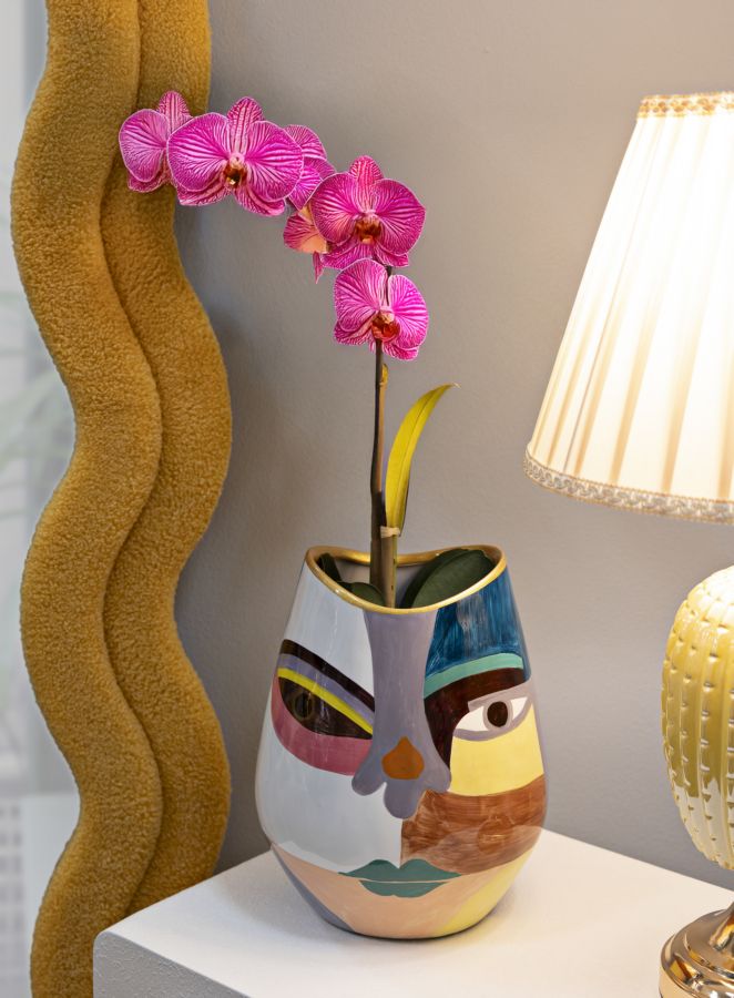 Veelkleurige keramische vaas cm ø 19x24,5