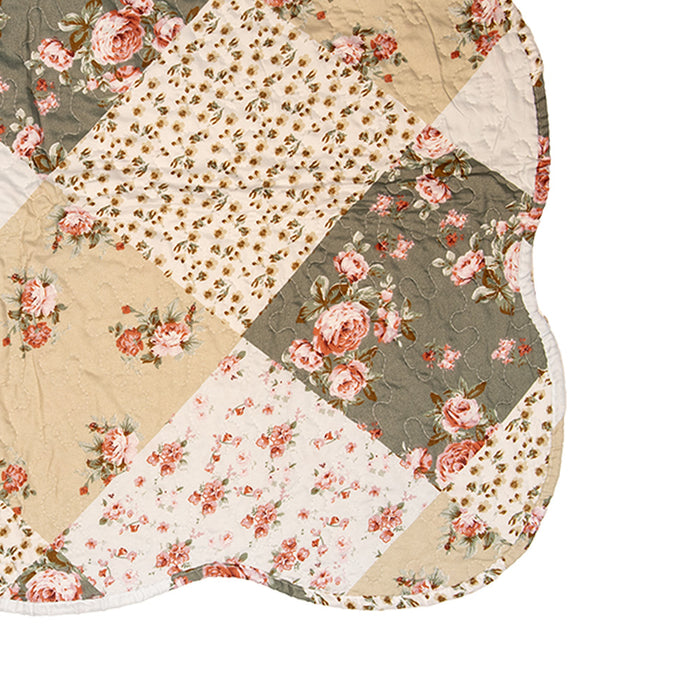 Clayre & Eef Bedsprei 230x250 cm Groen Beige Polyester Sprei