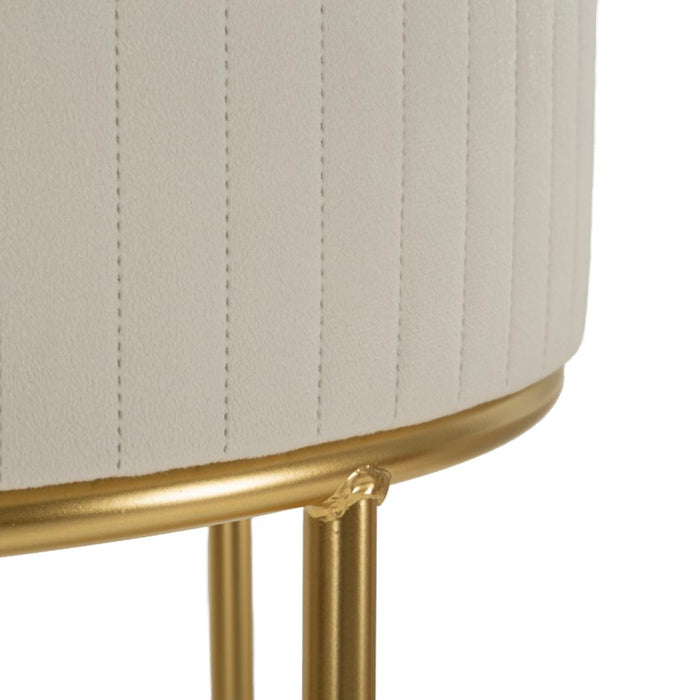 Ronde hoge tafels set van 2 in crèmekleurig fluweel cm ø 50x90-40x70