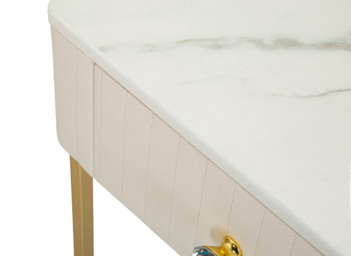 Hoge vierkante tafels set van 2 in crème fluweel cm ø 45x90-40x70