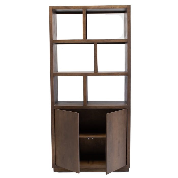 Giga Meubel - Vakkenkast Donkerbruin Hout - 100x45x210cm - Luxurious