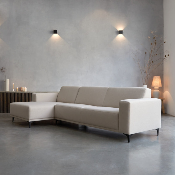 Tikamoon - Lars - Hoekbank links in ecru stof 300 x 150 cm