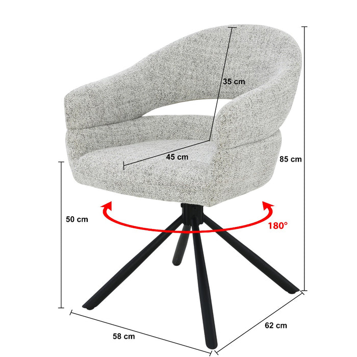 Livingfurn - Eetkamerstoel Linn Bisque Oasis Set van 2 - 62x58x85cm