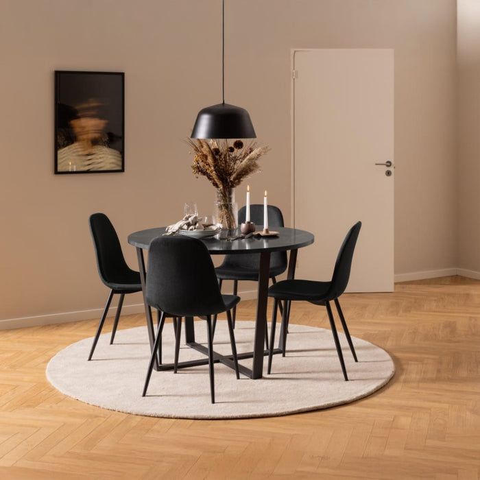 Giga Living - Eetkamerstoel - Lichtgrijs|Zwart - Zithoogte 46cm - Nesia - Set van 4