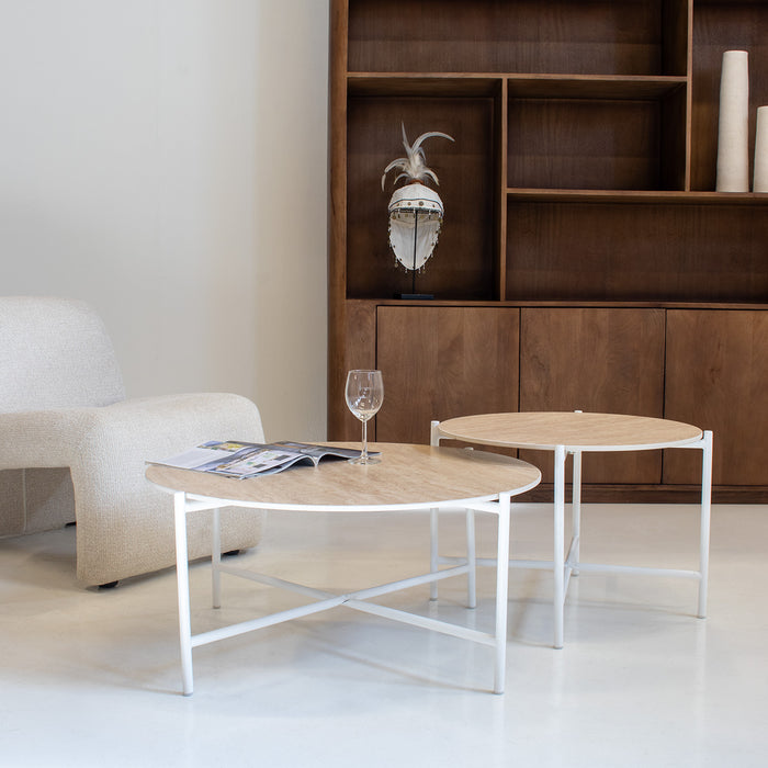 Giga Meubel - Salontafel Wit Metaal - Sintered Stone - Set van 2 - Abano