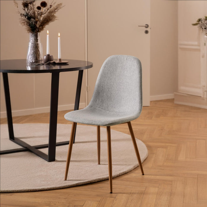 Giga Living - Eetkamerstoel - Lichtgrijs|Naturel - Zithoogte 46cm - Duvra - Set van 4