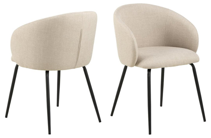 Giga Living - Eetkamerstoel - Beige - Stof - Zithoogte 48cm - Skive - Set van 2