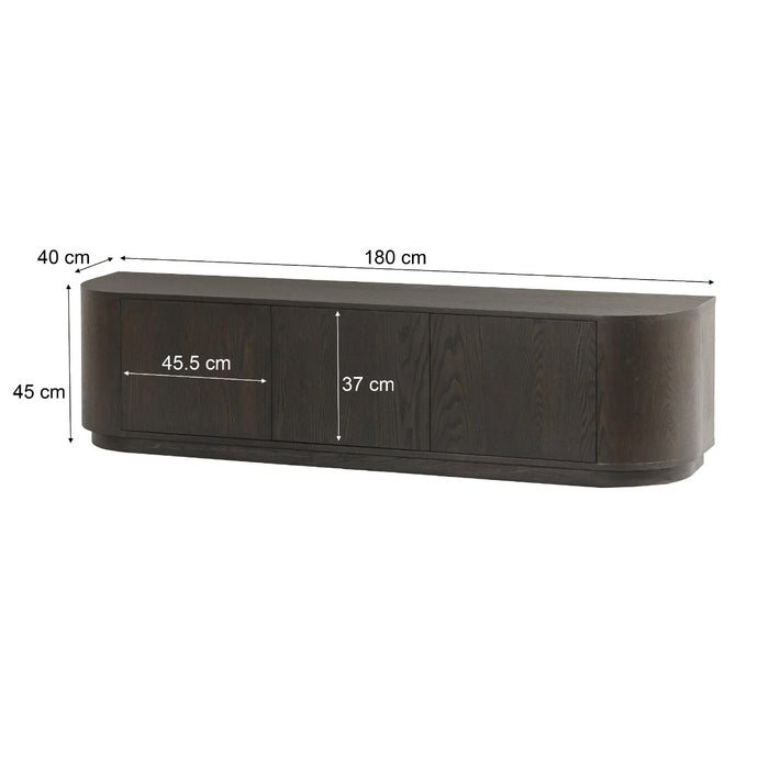 Livingfurn - Tv-meubel Donkerbruin Eiken - 180x40x45cm - Novero