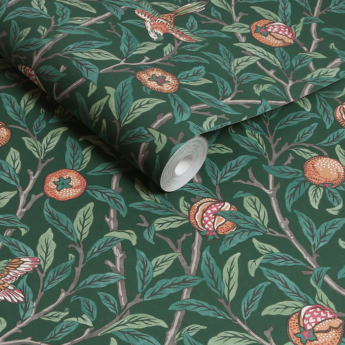 William Morris at Home vliesbehang Bird & Pomegranate Deep Green