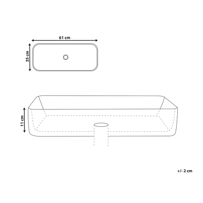 Beliani - ULUA - Wastafel - Wit - 61 x 35 cm - Keramiek