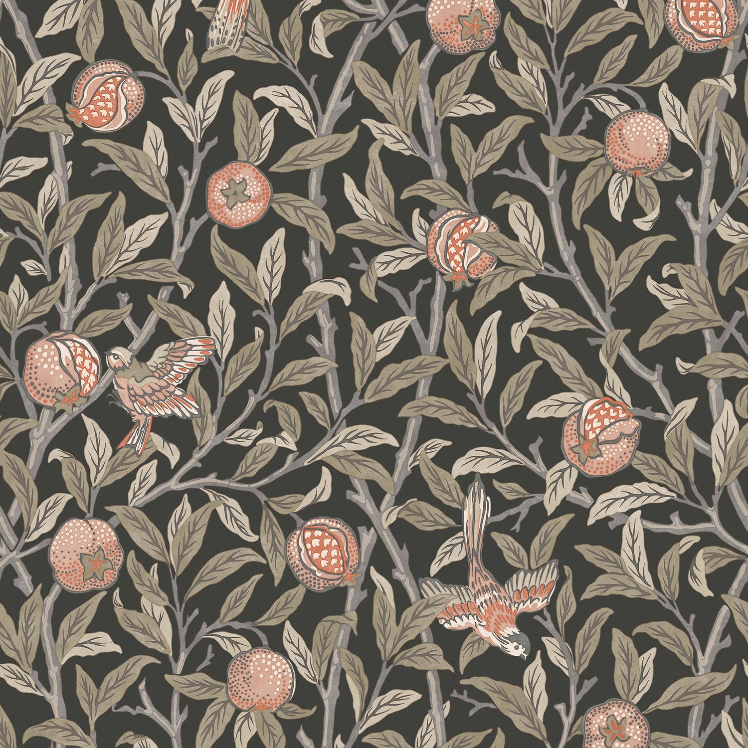 William Morris at Home vliesbehang Bird & Pomegranate Charcoal