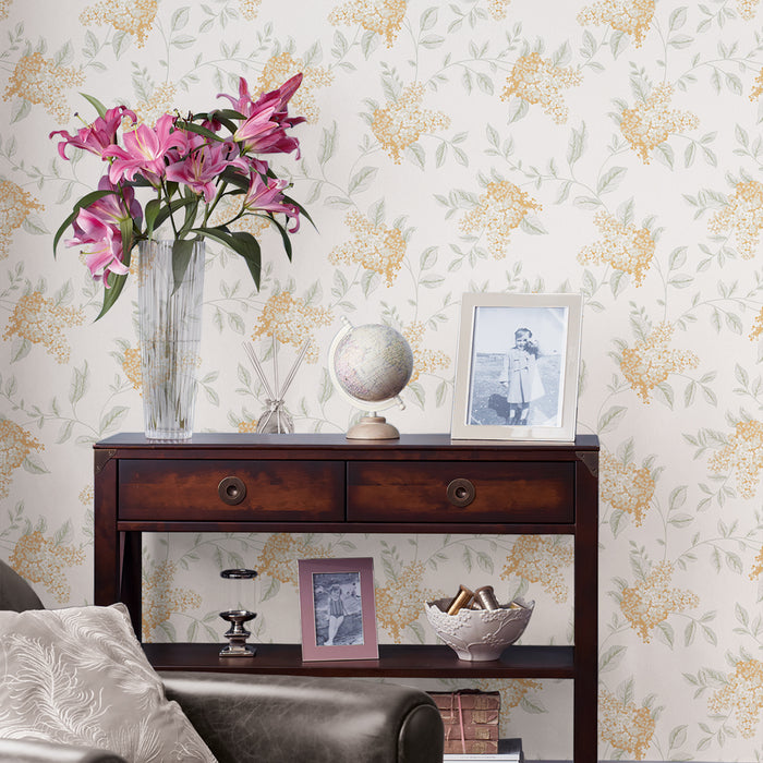 Laura Ashley Portland Behang - bomen - 10mx52cm - Geel