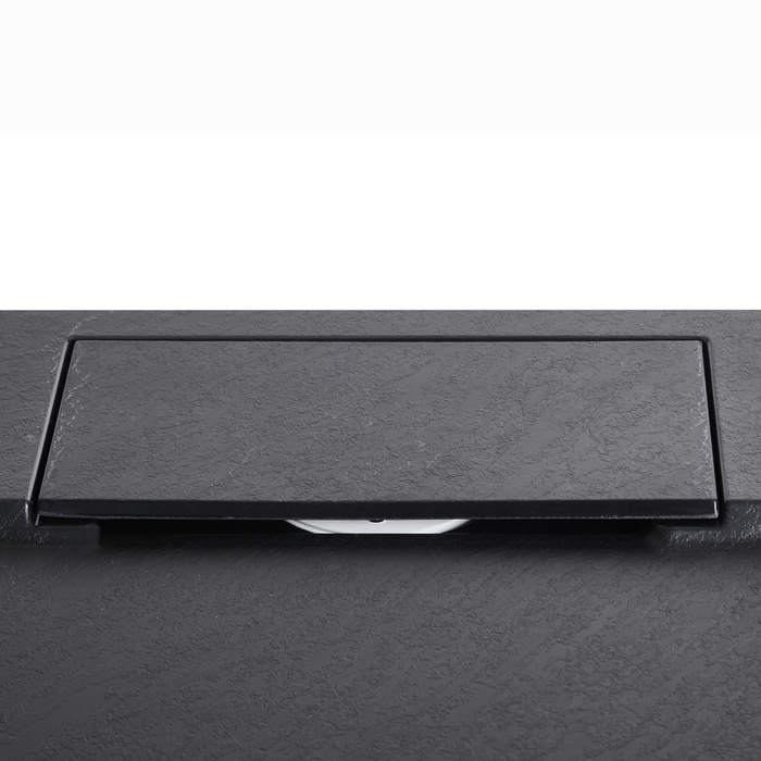 Beliani-AZZURRO-Douchebak-Zwart-90 x 90 x 3 cm-SMC (kunststof)