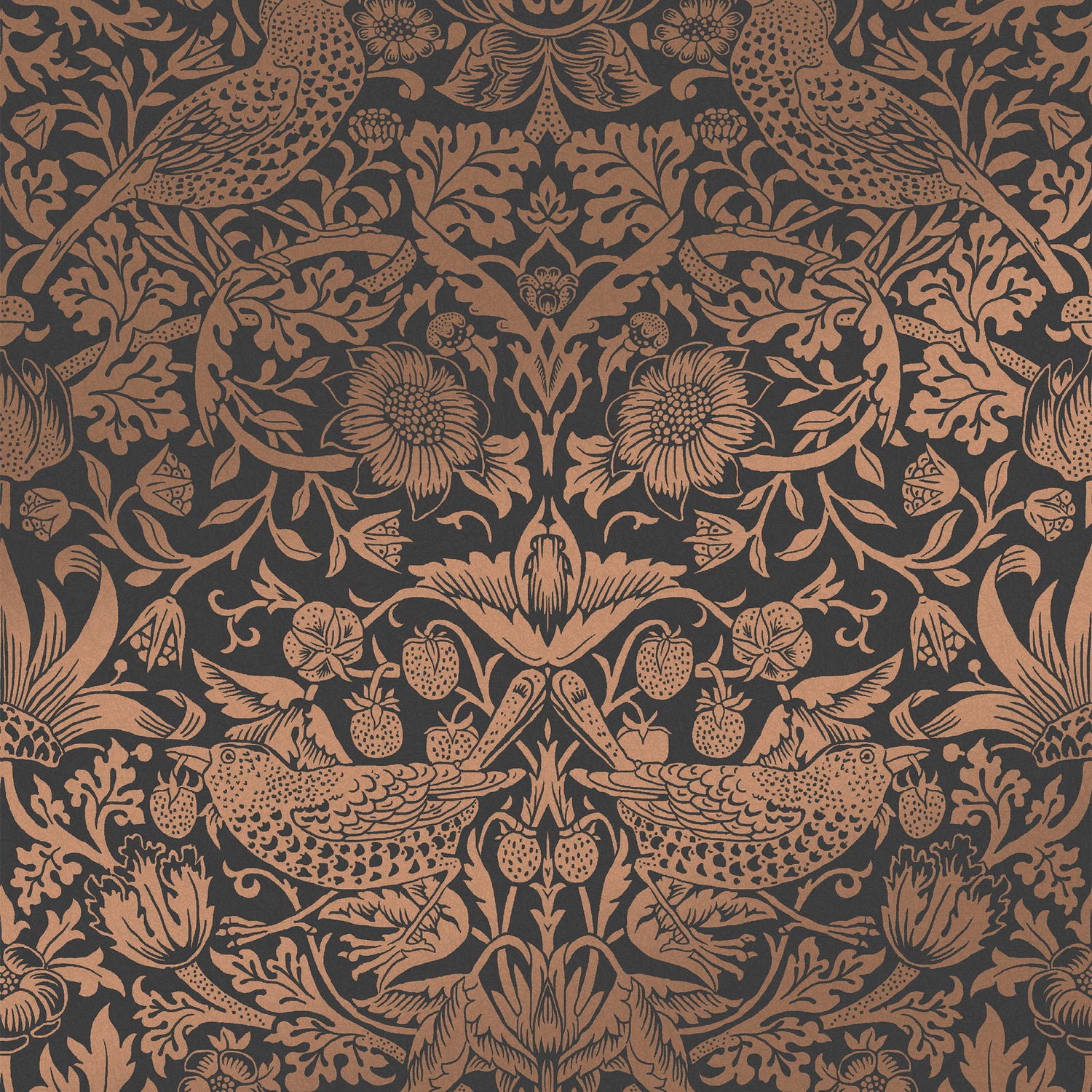 William Morris at Home vliesbehang Strawberry Thief Fibrous Charcoal