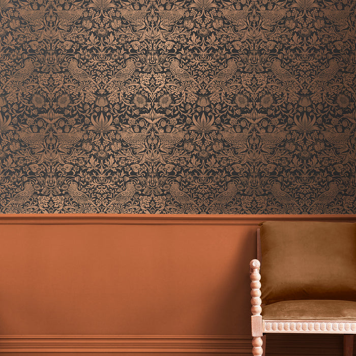 William Morris at Home vliesbehang Strawberry Thief Fibrous Charcoal
