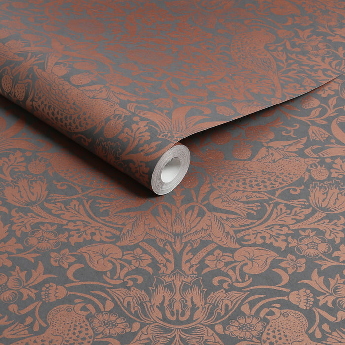William Morris at Home vliesbehang Strawberry Thief Fibrous Charcoal