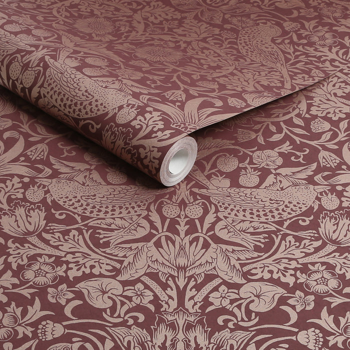 William Morris at Home vliesbehang Strawberry Thief Fibrous Burgundy