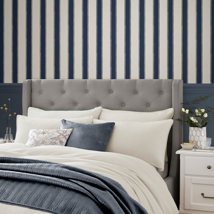 Laura Ashley Denwick Stripe Behang - Streep - 10mx52cm - Blauw