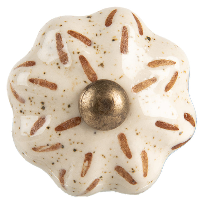 Clayre & Eef Deurknop Ø 4x3 cm Beige Keramiek