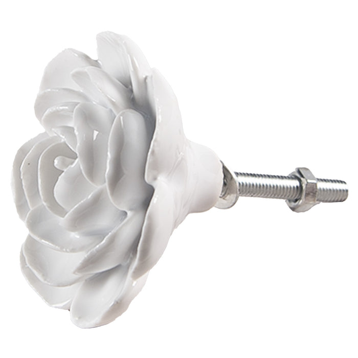 Clayre & Eef Deurknop Bloem Ø 6x3 cm Wit Keramiek Meubelknop