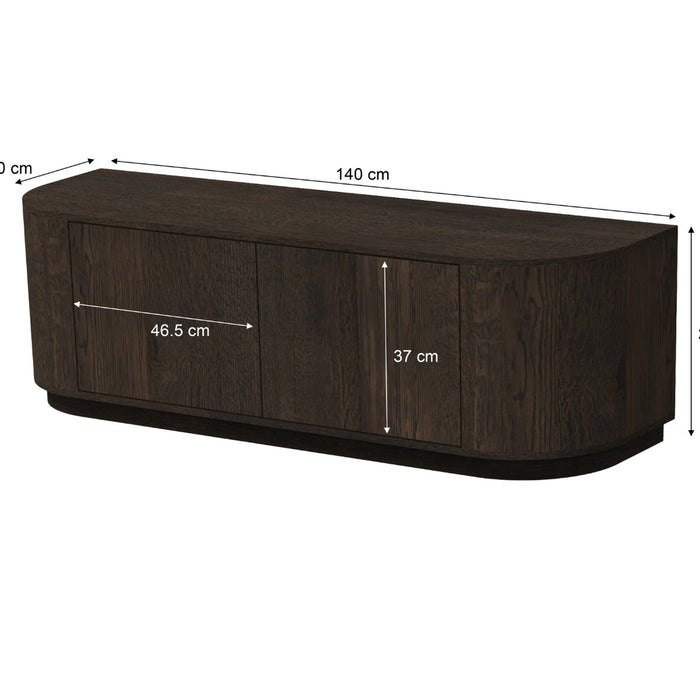Livingfurn - Tv-meubel Donkerbruin Eiken - 140x40x45cm - Novero