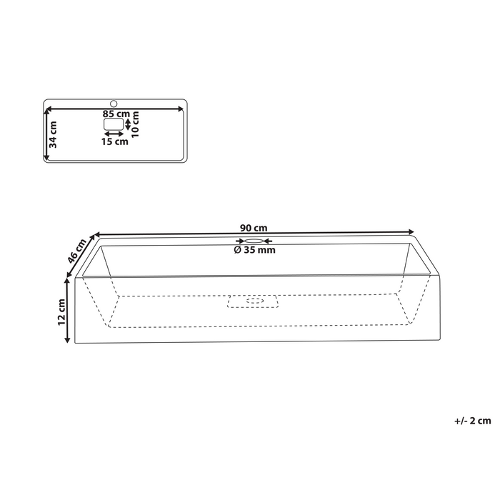Beliani - QUENKO - Wastafel - Wit - 90 x 46 cm - Mineraalgietwerk