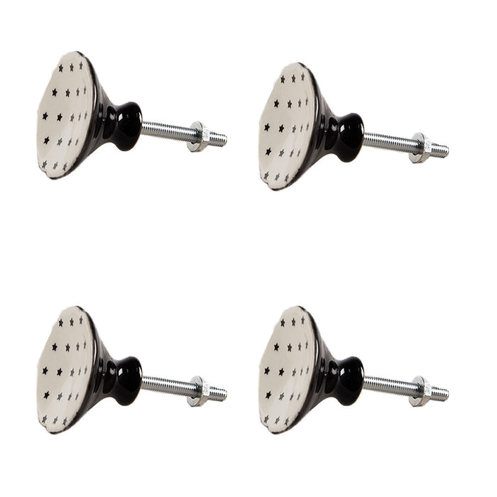 Clayre & Eef Deurknop Set van 4  Ø 4 cm Beige Keramiek Sterren