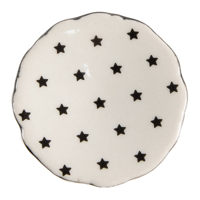 Clayre & Eef Deurknop Set van 4  Ø 4 cm Beige Keramiek Sterren