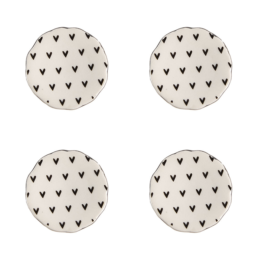 Clayre & Eef Deurknop Set van 4  Ø 4 cm Beige Keramiek Hartjes