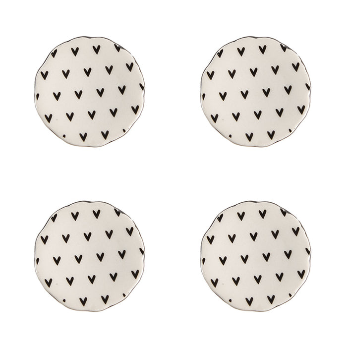 Clayre & Eef Deurknop Set van 4  Ø 4 cm Beige Keramiek Hartjes