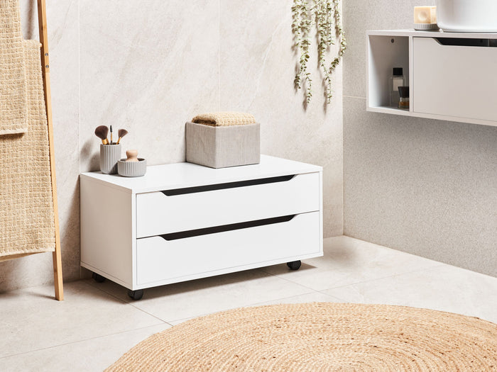 Beliani - OSASCO - Badkamerkast met wieltjes - Wit - MDP