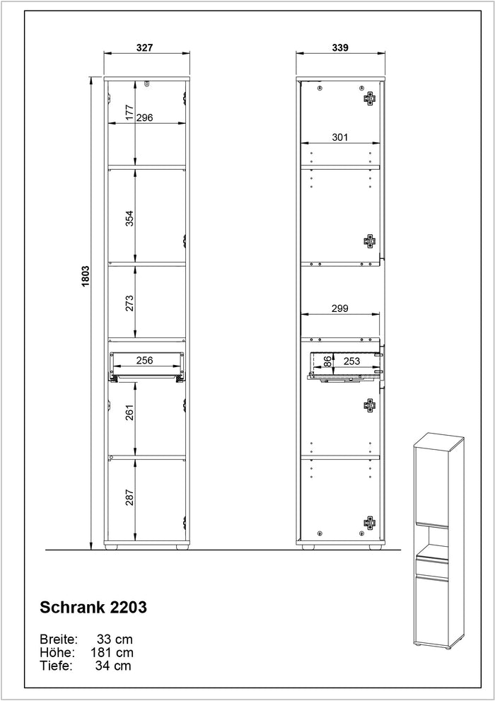 Germania Lemont Steengrijs Badkamerkast Slim H181 cm