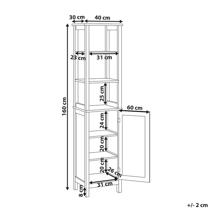 Beliani - ALAMOS - Badkamerkast - Wit - 30 x 160 cm - MDF