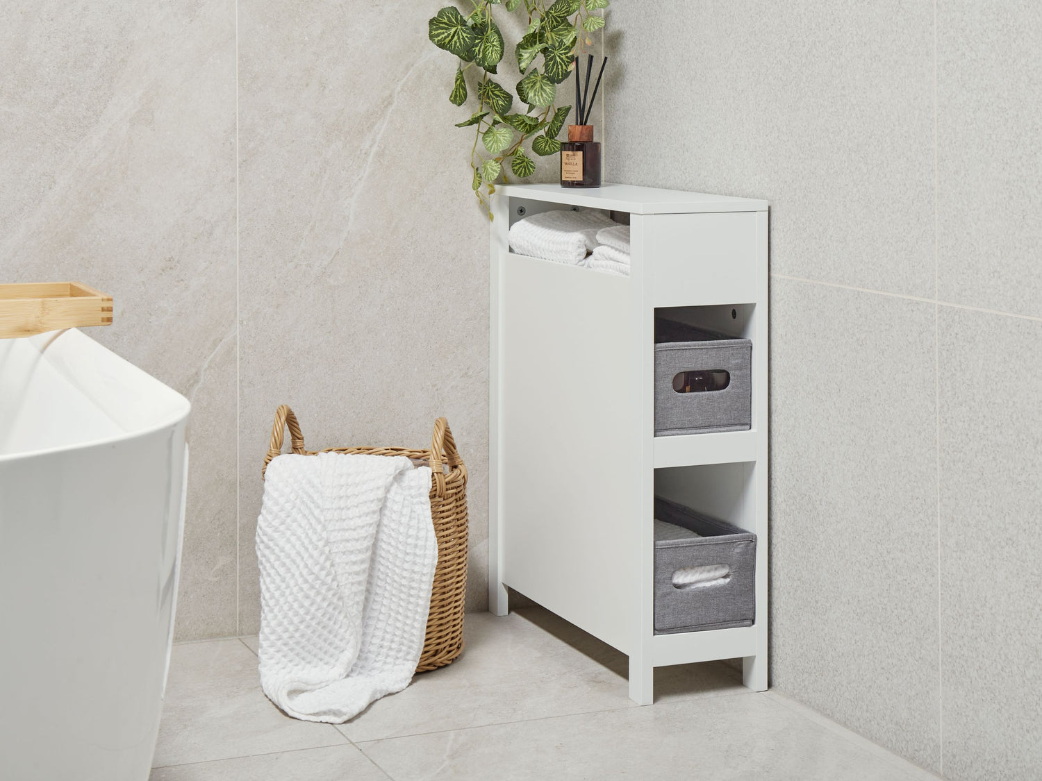 Beliani - CACHI - Badkamerkast - Wit - 20 x 70 cm - MDF