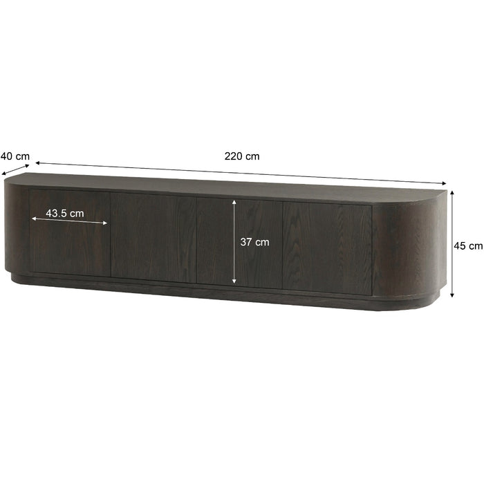 Livingfurn - Tv-meubel Donkerbruin Eiken - 220x40x45 - Novero