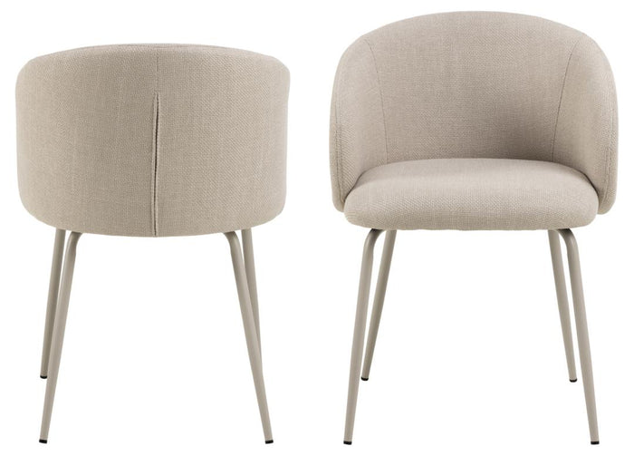 Giga Living - Eetkamerstoel - Beige|Beige - Zithoogte 49,5cm - Skive - Set van 2