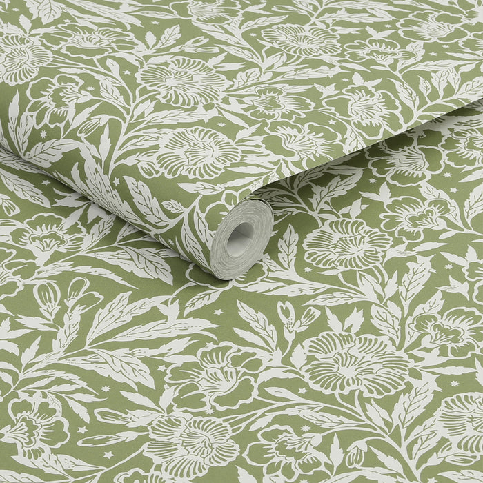 Joules vliesbehang Twilight Ditsy Green
