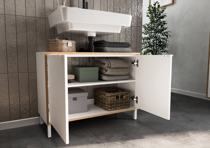 Germania Topeka 80 cm Wastafelonderkast Wit | Eiken