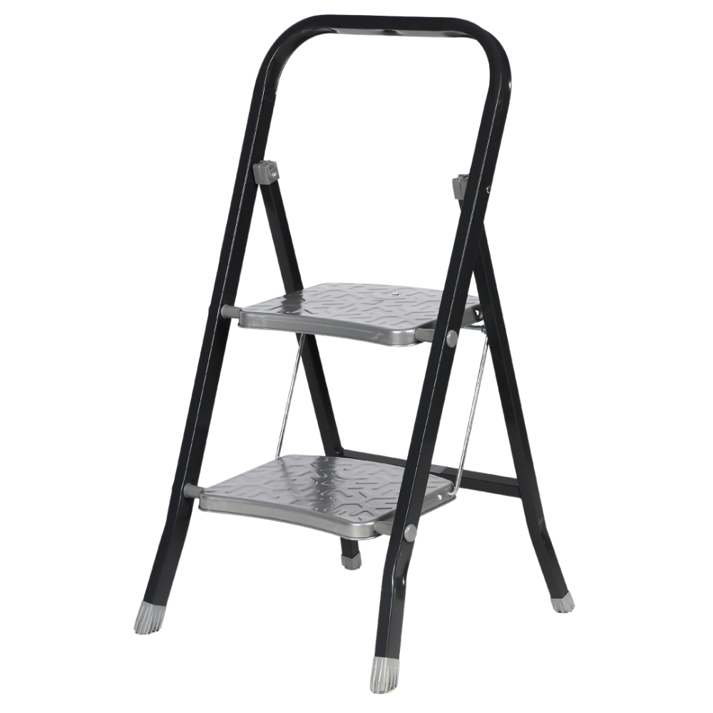 NORDIX Huishoudtrap Keukentrapje 2 treden Opstapje Opvouwbaar Zwart...