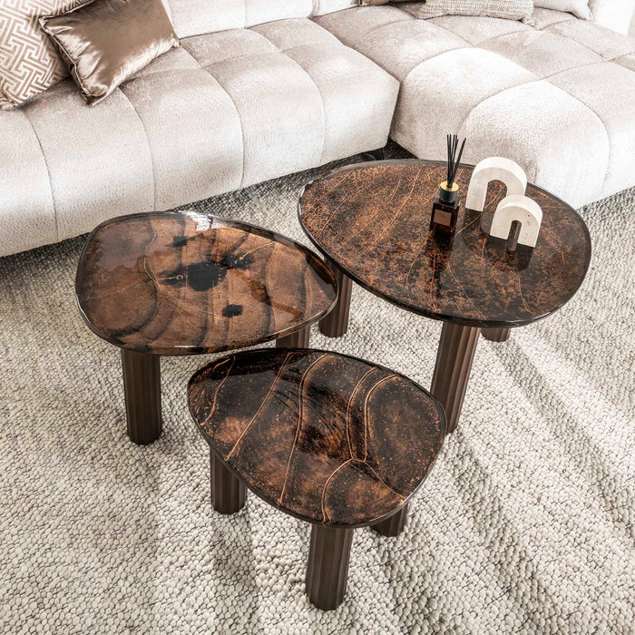 Giga Meubel - Salontafel Koper Glas - 51x37x35cm - Eclipse