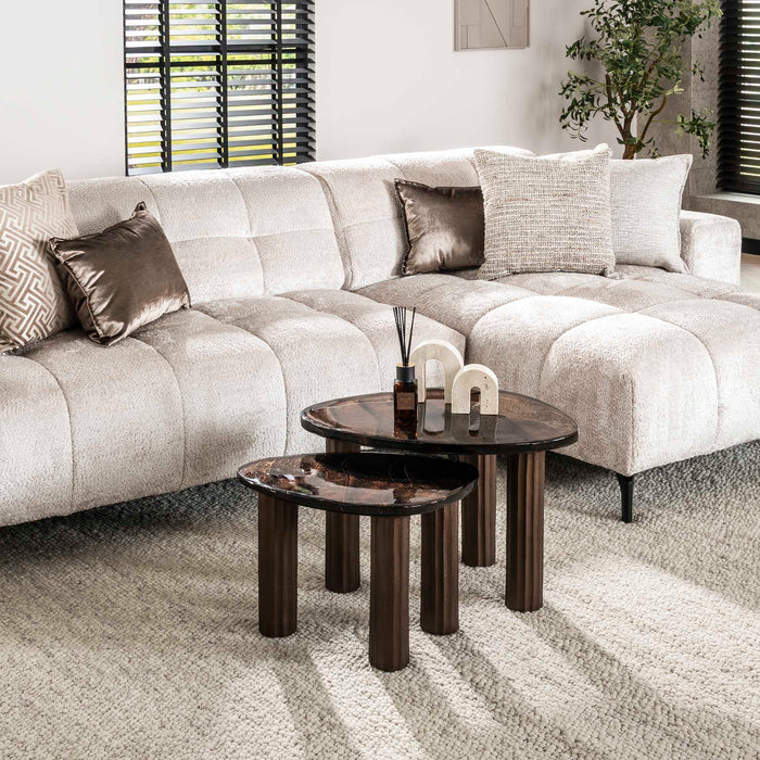 Giga Meubel - Salontafel Koper Glas - 51x37x35cm - Eclipse