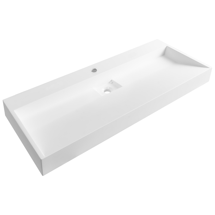 Beliani - QUENKO - Wastafel - Wit - 120 x 46 cm - Mineraalgietwerk