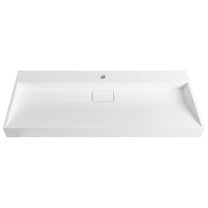 Beliani - QUENKO - Wastafel - Wit - 120 x 46 cm - Mineraalgietwerk